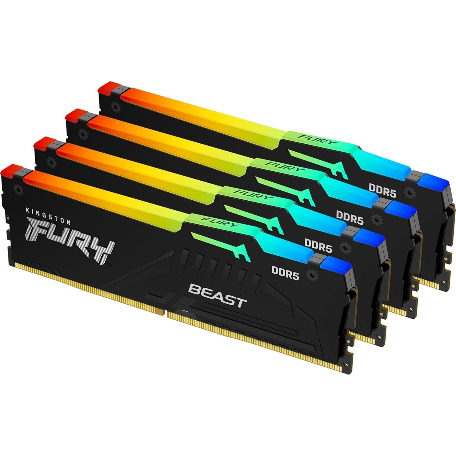 Kingston Fury Beast KF556C40BBAK4-128 128GB (32GB x4) DDR5, 5600MHz, CL40, DIMM, RGB, System Memory Kingston Fury Beast KF556C40BBAK4-128 128GB (32GB x4) DDR5, 5600MHz, CL40, DIMM, RGB, System Memory